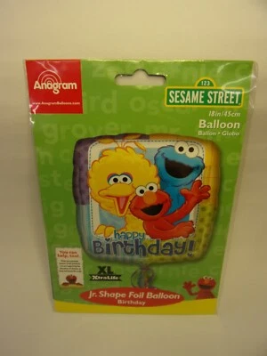 FACTORY SEALED ANAGRAM 18" HAPPY BDAY SQUARE SESAME ST. FOIL BALLOON WSHELF WEAR - Image 1 of 4