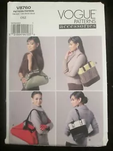 Vogue 8760 Accessories Bags Pattern Lined Purses Shoulder Bags Inside Pockets - Picture 1 of 2
