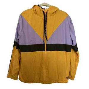 PINK Victoria's Secret Gold & Purple Black Sherpa Lined Hooded Jacket - Size XS - Picture 1 of 8