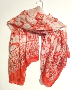 Women's Red Pink Huge Satiny Floral Square Scarf 51" - Picture 1 of 4