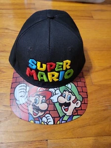 Super Mario & Luigi Hat Black & Red Adjustable Baseball Cap Adult - Picture 1 of 2
