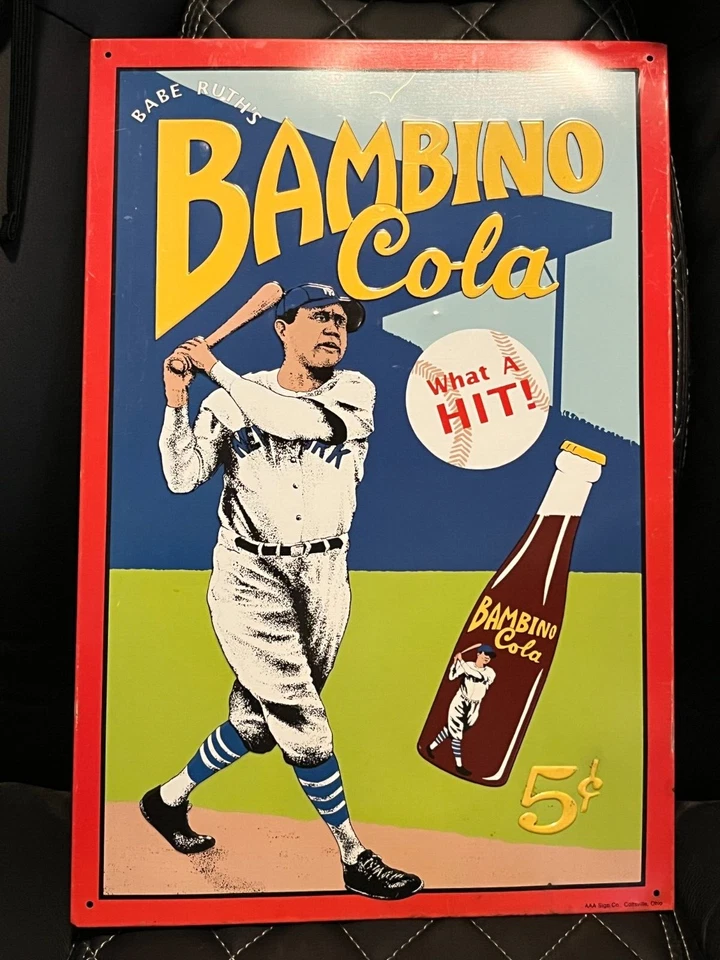 Babe Ruth Bambino Cola New York Yankees Metal Tin Sign 17 x 11 - Image 1 of 1