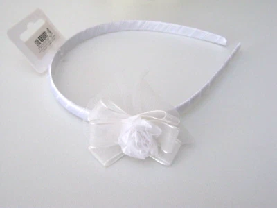 Baby Mädchen Satin Elfenbein Blume Taufe Hochzeit Anlass Stirnband 0-6 Monate