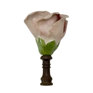 Vintage Porcelain Ceramic Lamp Finial Pink Rose - Picture 1 of 9