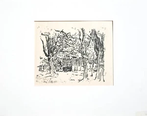 c1920 Fritz Helmuth Ehmcke Signierte Original-Radierung Landhaus zwischen Bäumen - Picture 1 of 1