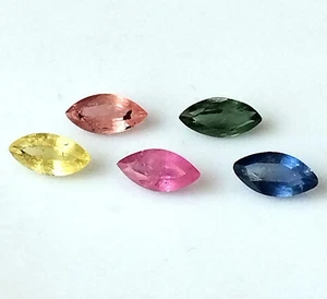 Ceylon Multi Sapphire 3.5X7 mm Marquise Faceted Natural Unheated Stone 5 Pieces - Picture 1 of 5