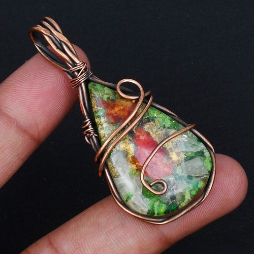 VETEMENTS Bellissimo Ciondolo Gioielli Pietra Preziosa Turchese Filo di Rame Avvolto AP 08