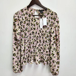 Sanctuary Womens Plus Floral Pleated Blouse Size XXL Puff Sleeves NWT - Picture 1 of 9