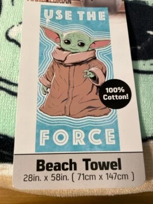 Toalla de playa Disney Star Wars The Mandalorian Baby Yoda 100 % algodón 28X58 Foto 1 de 4