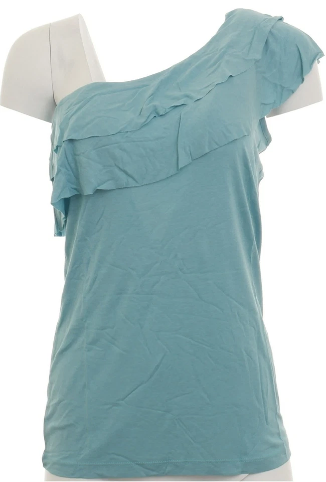 Buffalo Camiseta de Mujer Volante One Hombro Top Túnica Viscosa Azul 467492 - Imagen 1 de 1