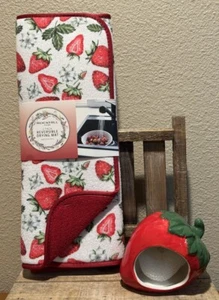 Strawberry Dish Drying Mat Set & Strawberry Sponge Holder, Strawberry Decor - Picture 1 of 23