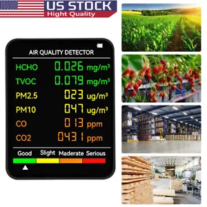 6 in 1 Air Quality Monitor PM CO2 Meter Carbon Dioxide Level TVOC HCHO Detector~ - Picture 1 of 15