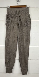 Lululemon Warm Down Joggers Sweat Pants Womens 2 Brown Blush Marble Drawstring - Picture 1 of 10