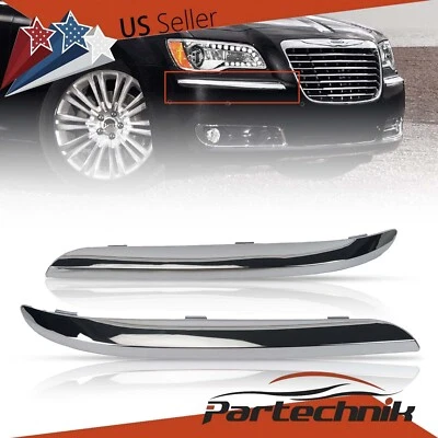 Moldura de parachoques delantero cromada para Chrysler 300 11-2014 68127940AB 68127941AB Foto 1 de 4