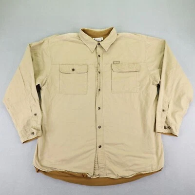 Camisa masculina Columbia XL alta cáqui bege bronzeado forrada de lã com botão para cima ^ - Imagem 1 de 4