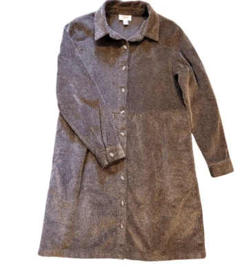 Vestido Talbots Para Mujer Grande Marrón Vintage Años 90 Pana Con Botones Midi Foto 1 de 4