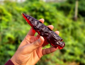 6 Zoll große rote Obsidian Pfeilspitze | Obsidian Speerspitze | Kristallpfeilspitze - Bild 1 von 9