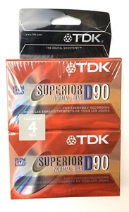 Neu TDK D90 Superior Packung mit 4 versiegelten leeren Audiokassetten normale Vorspannung - Bild 1 von 3