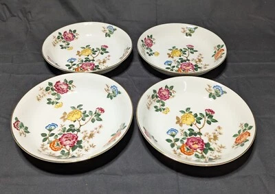 Mikado "Mandalay" Occupied Japan 4 Soup Cereal Bowls 7 3/8" Floral Gold Trim  - Image 1 of 4
