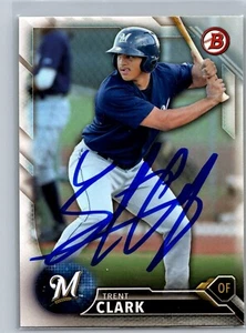 2016 Bowman #BP70 Trent Clark Signed/AUTO Milwaukee Brewers - Picture 1 of 2
