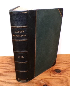 Antikes DAS DAMENLAGER für 1859 Ledereinband Buch mit Edgar Allan Poe - Bild 1 von 9