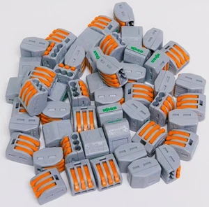 Wago 3-Conductor Lever-Nuts 222-413 Wire Splice Terminal Block 100 Each - Picture 1 of 5