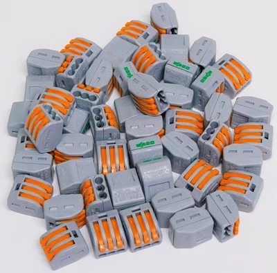 Wago 3-Conductor Lever-Nuts 222-413 Wire Splice Terminal Block 100 Each - Image 1 of 4