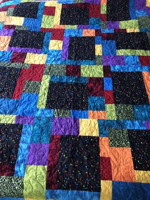 Colcha de retalhos feita à mão reversível notas musicais apoio multicolor 61x80 - Imagem 1 de 4