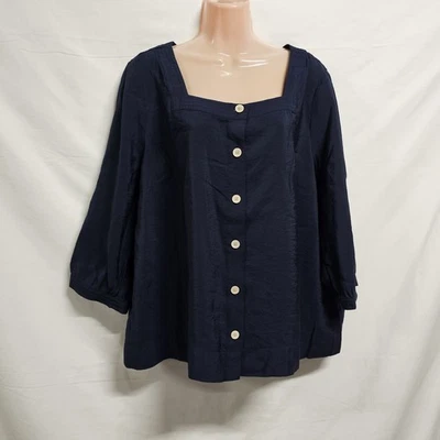 J. Jill Casual Top Blouse Shirt Women Size XLP Blue - Image 1 of 4
