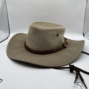 Red Rock Outback Hat Kangaroo Canvas SZ L Brown Australian Braided - Picture 1 of 10