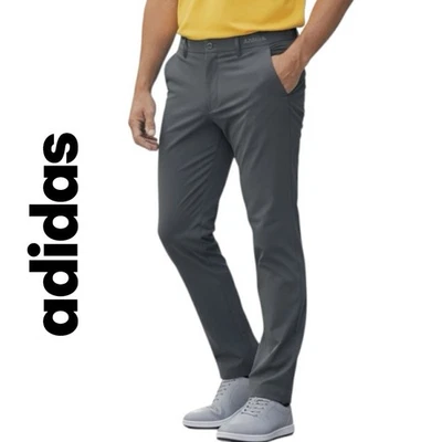 Pantalones Adidas Golf Deportivos Elásticos/Cintura Gris Frente Plano Para Hombre Talla 36x34 Foto 1 de 4