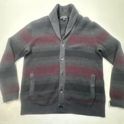 Rag & Bone Striped Cardigan Sweater Mens Medium Shawl Collar Pockets Knit “read” - Image 1 of 4