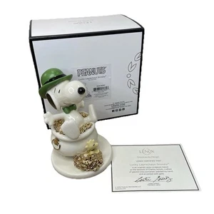 Lenox Lucky Leprechaun Snoopy Figurine With Box 2016 Retired - Picture 1 of 11