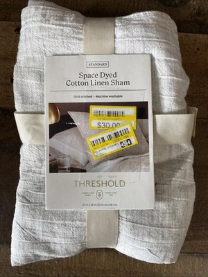 Falsa de lino de algodón teñido espacial estándar gris claro - umbral Foto 1 de 4