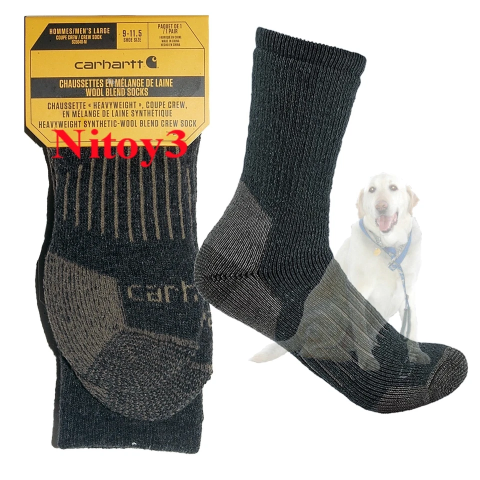 Calcetines Carhartt Mezcla de Lana Pesados Crew-Resisten Olores Hombres Grandes 9-11.5 Carbón Foto 1 de 1