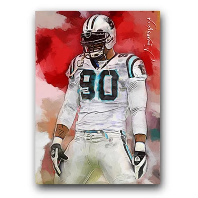 Julius Peppers Art Card Limited 23/50 Edward Vela Signed (Carolina Panthers) - Image 1 of 2