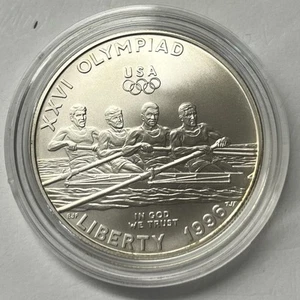 1996-D ROWING BU UNC COMMEMORATIVE SILVER DOLLAR - Picture 1 of 2