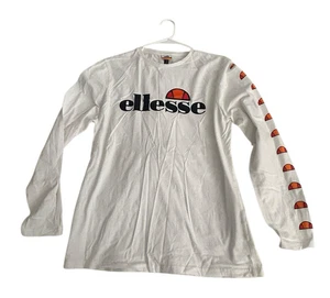 ELLESSE Langarm T Shirt Weiß Blau Herren XL Spruch Lesen - Bild 1 von 9