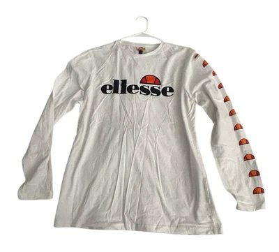 ELLESSE Long Sleeve T shirt  White Blue Mens XL Spellout Read - Image 1 of 4