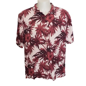 TOMMY BAHAMA Men's Tropical-Print 100% Silk Shirt In Maroon Berry Size XL - Picture 1 of 10