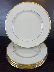 6 Lenox USA Smoking Gold Elfenbein China 10 1/2" Speiseteller J-33 Rückenstempel - Bild 1 von 12