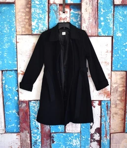 Damen Old Navy Mantel Wollmischung gefüttert Knopfleiste Jacke MEDIUM schwarz - Bild 1 von 12