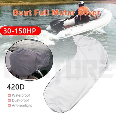 420D Motorabdeckung Außenborder Schutzhülle Persenning Abdeckhaube 150Hp 6-225Hp - Bild 1 von 4