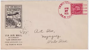 USA Zeppelinbrief "Los Ángeles" Primer Vuelo Lakehurst Mayagüez Puerto Rico 1925 - Imagen 1 de 2