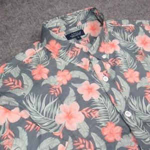 Simply Southern Hemd Herren Large Grau Rosa Hibiskusblüte Hawaii Kurzarm - Bild 1 von 12