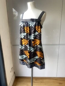 MONSOON SIZE 10 PURE 100% MULTICOLOUR SMOCK TOP STRAPPY BOW DETAIL GREY TRIM - Picture 1 of 12