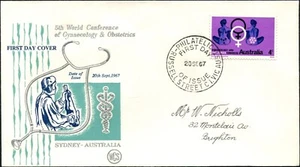 Australia 1967 5ª Conferencia Mundial de Obstetricia WCS dirigida FDC, en muy buena condición - Imagen 1 de 1