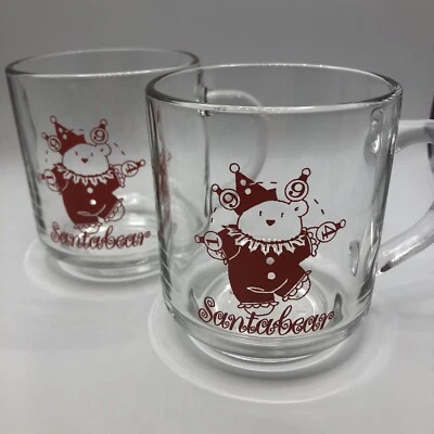 Marshall Field’s 1994 Christmas Santabear Mug Set Of 2 Red Clear Collector Hot - Image 1 of 4