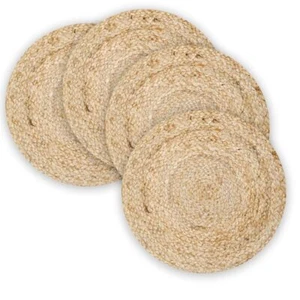 Jute Hand Braided Placemats Set of 4 | 14 Inches Artistic Square Tablemats fo... - Picture 1 of 9