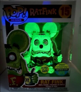 Funko Pop Rat Fink #15 Glow in the Dark 2019 San Diego Comic Con Edizione Limitata - Foto 1 di 7